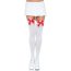 LEG AVENUE - NYLON THIGH HIGHS WITH BOW WHITE / RED